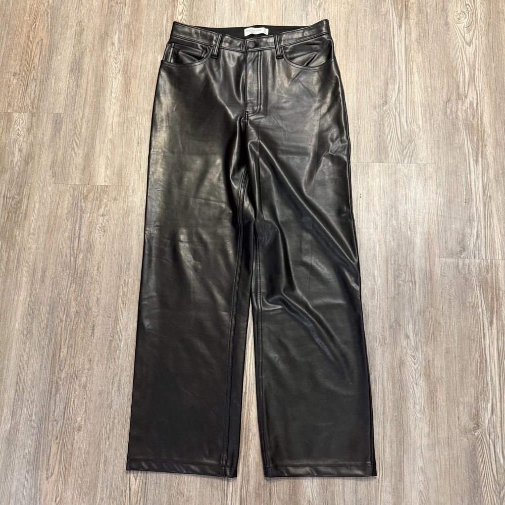 Abercrombie & Fitch Womens 30/10 90's Relaxed High Rise Faux Leather Jeans